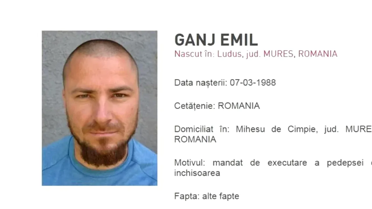 Emil Gânj, criminalul fugar din Mureş,  ar fi fost văzut în Bistrița-Năsăud. Autoritățile au transmis un mesaj de avertizare RO-ALERT