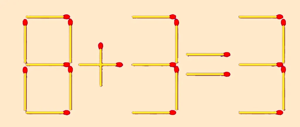 TEST IQ cu chibrituri | Corectați 8 + 3 = 3 mutând un singur băț!