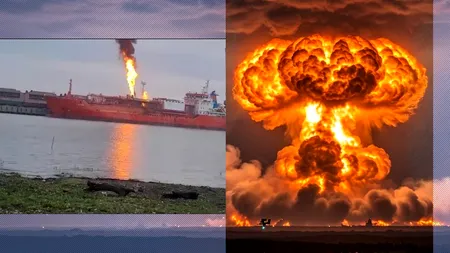 Scenariu apocaliptic prezentat de Mediafax. Explozia navei de pe Dunăre ar echivala cu detonarea unei bombe nucleare