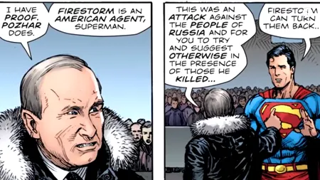 A fost un ATAC împotriva rușilor! Nu vom mai tolera minciunile AMERICII! Vladimir PUTIN și SUPERMAN se confruntă în BENZI DESENATE
