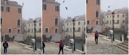VIDEO | Autorităţile din Veneţia caută un... ”idiot”. Bărbatul a sărit de la etajul trei al unei clădiri într-un canal