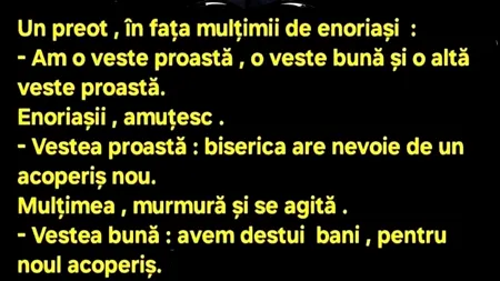 BANCUL ZILEI | Cele 3 vești ale preotului