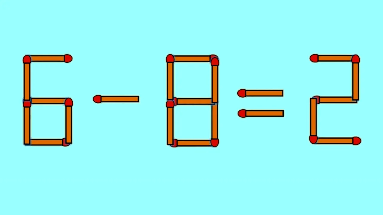 TEST IQ | Mutați un singur chibrit, pentru a transforma 6-8=2 într-o egalitate corectă
