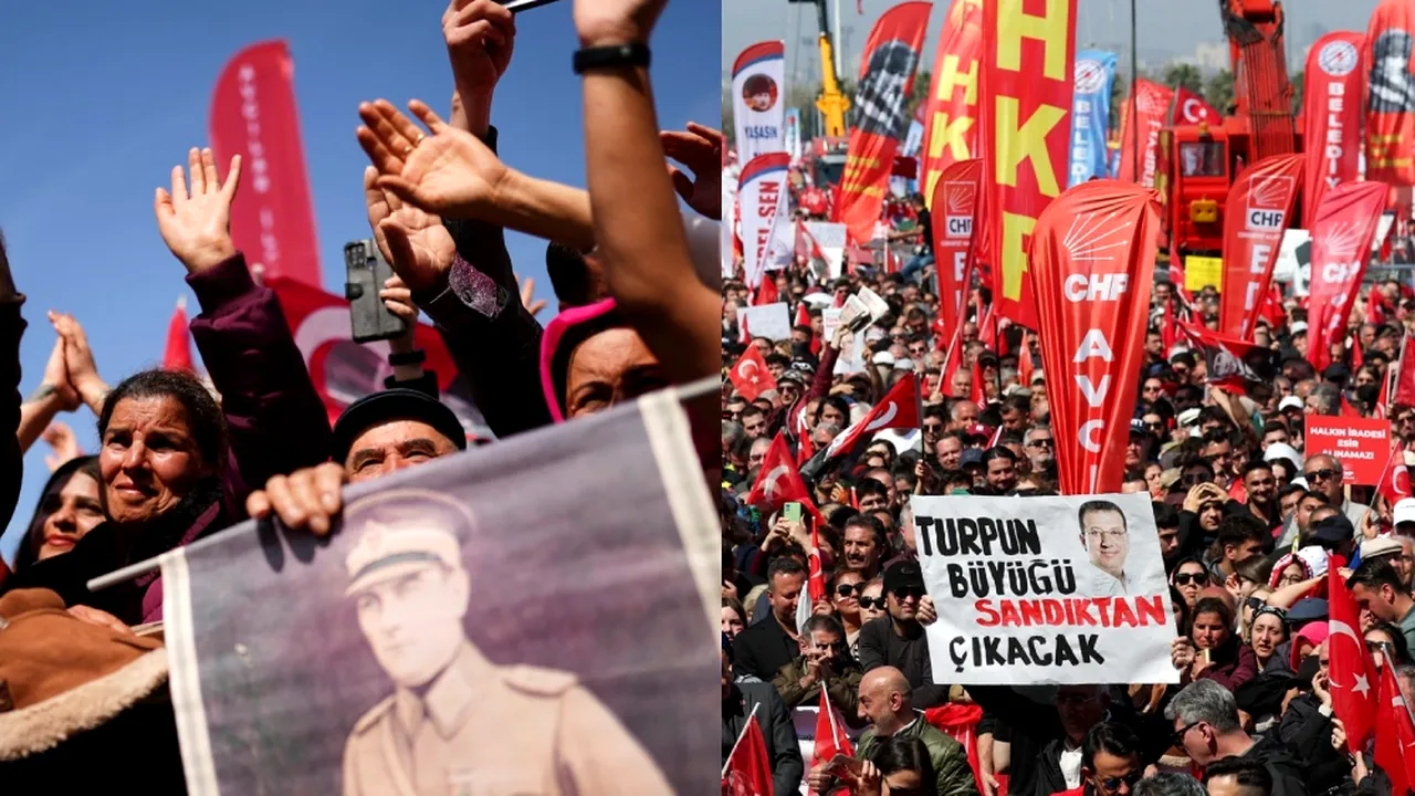 PROTEST cu sute de mii de oameni pe străzile din Istanbul, după arestarea primarului Ekrem Imamoglu: 