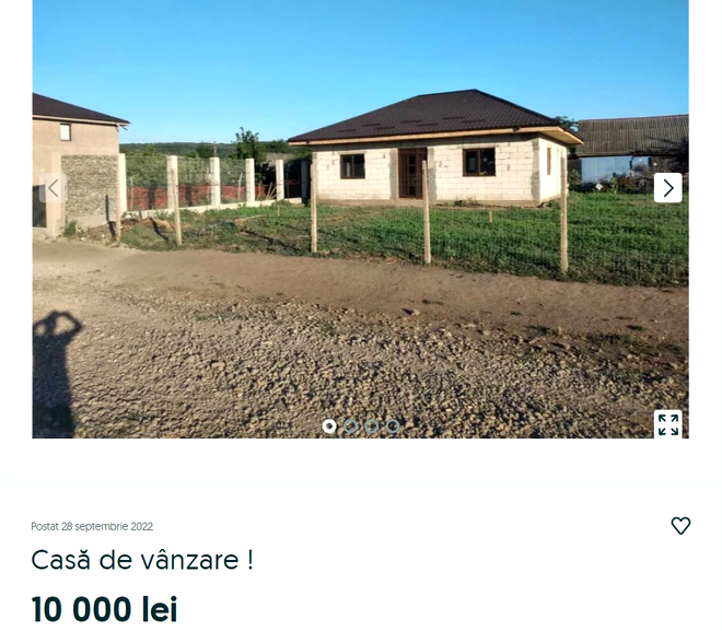 Localitatea în care poți cumpăra o casă cu doar 10.000 de lei. Are 3 camere și toate utilitățile / Sursa foto: OLX