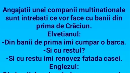 Bancul de duminică | Ce fac corporatiștii cu prima de Crăciun, de fapt