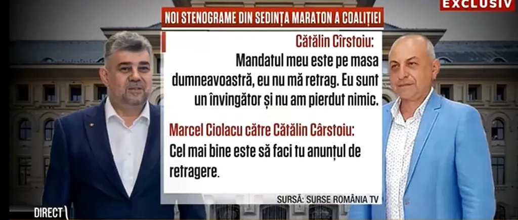 Stenogramele EXPLOZIVE din ședința de 13 ore a Coaliției. Mihai Tudose către Cîrstoiu: Tu te crezi Don Quijote și lupți cu morile de vânt