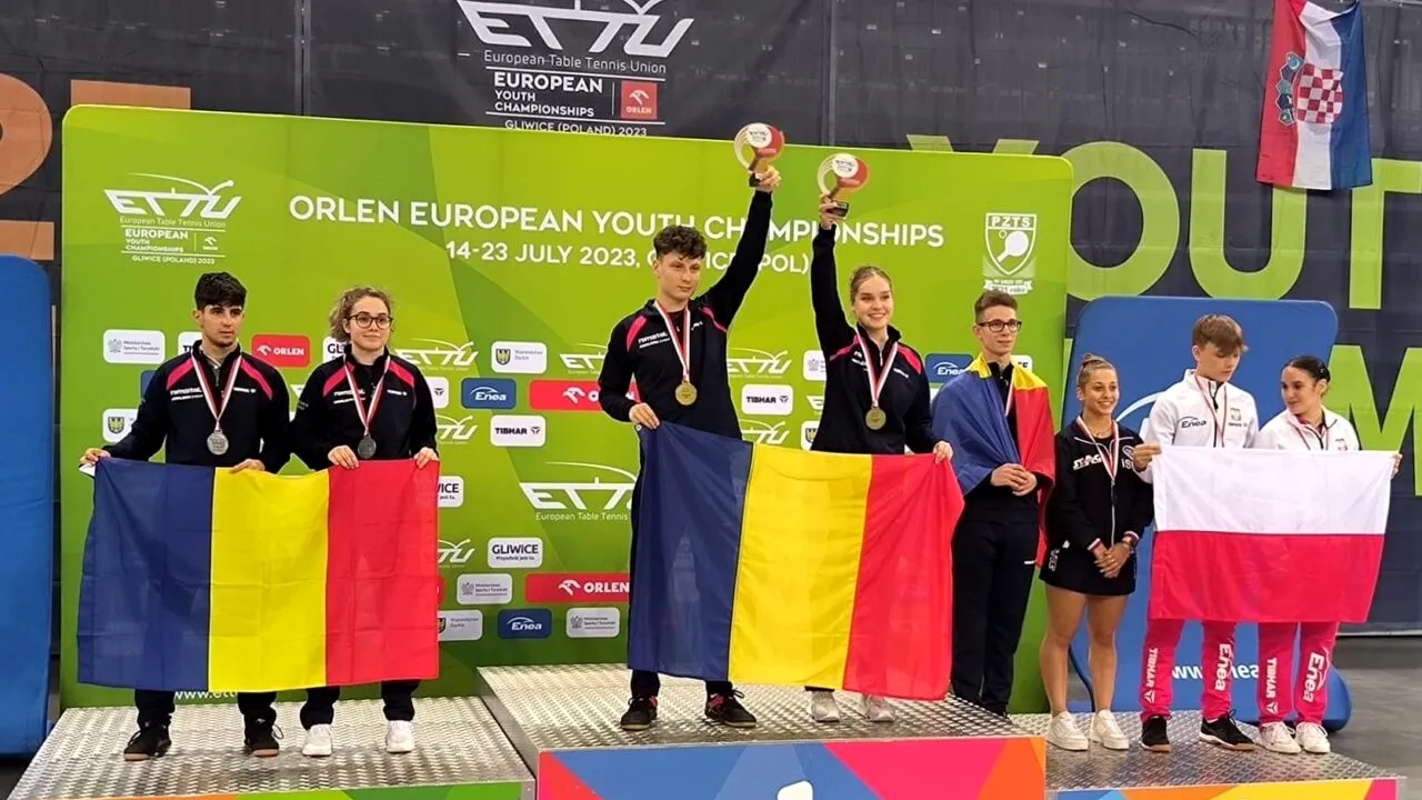Patru dintr-o lovitură! Aur, argint și bronz pentru tricolori la Campionatele EUROPENE de tineret de tenis de masă