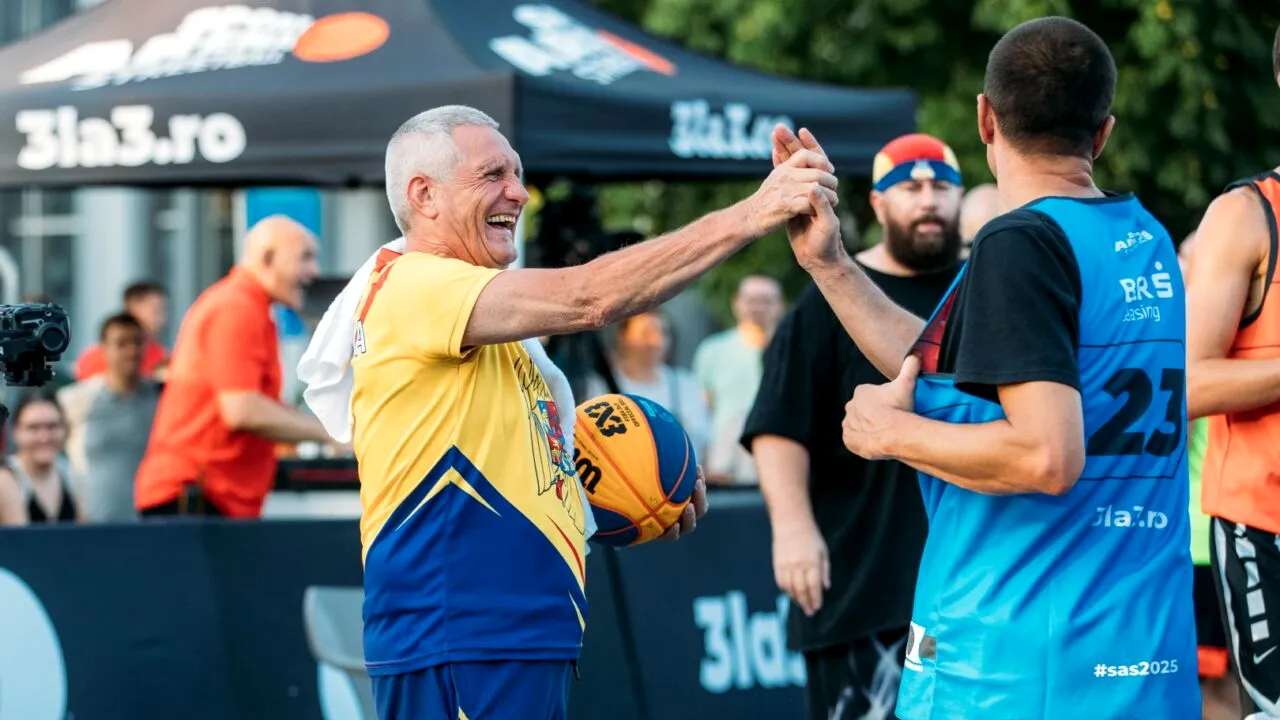 Show pe terenul de baschet 3x3 la Sport Arena Streetball Ploiești. Radu Valahu și Titi Prosop, în roluri inedite