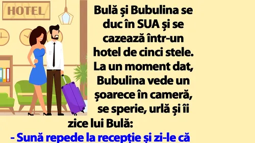 BANC | Bulă și Bubulina se duc în SUA și se cazează într-un hotel de cinci stele
