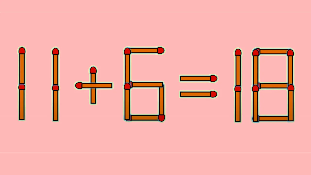 TEST IQ | Pentru a corecta 11 + 6 = 18 este nevoie să muți un singur chibrit. Ai reușit?