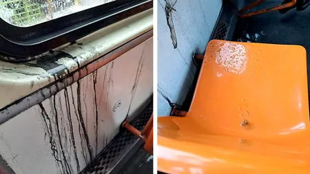 „Cam în așa tramvaie se circulă în 2023!” / Imagini realizate de o bucureșteană FURIOASĂ, în STB 32