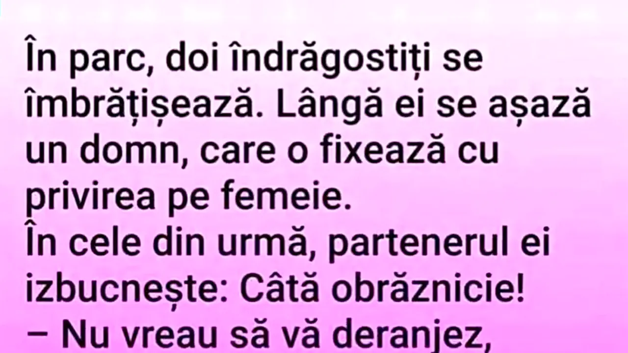 BANCUL ZILEI | ÎN PARC, DOI ÎNDRĂGOSTIȚI SE ÎMBRĂȚIȘEAZĂ