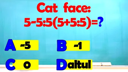 Test IQ | Te crezi un GENIU? Rezolvă exercițiul 5-5:5(5+5:5) în 5 secunde!