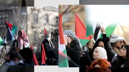 Câteva sute de partizani ai cauzei palestiniene au defilat prin București. Participanții au fost 