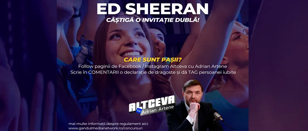 ALTCEVA CU ADRIAN ARTENE vă oferă 80 de BILETE la concertul lui Ed Sheeran de la București