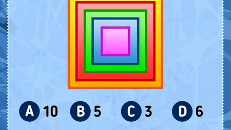 Test de inteligență | Câte PĂTRATE sunt în total în această imagine: 10, 5, 3 sau 6?