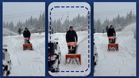 Miruță s-a filmat când face pârtie, la Rânca, în stațiune. 