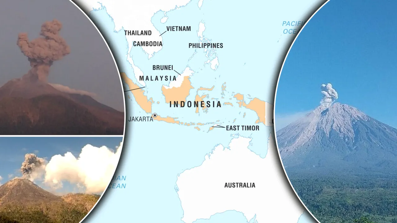 Alertă în Indonezia, țara cu cei mai mulți vulcani din lume. Trei erupții simultane au ridicat în aer coloane de cenușă de sute de metri