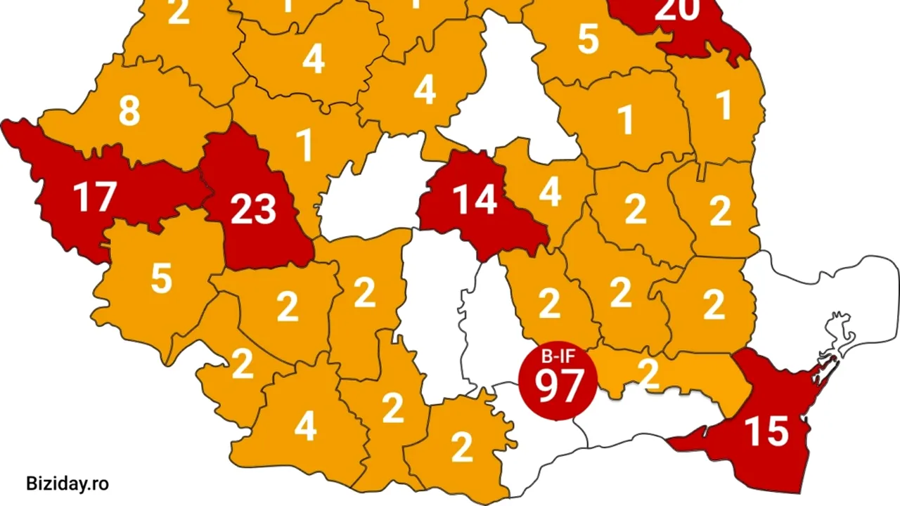 În două județe, numărul cazurilor noi cu Covid-19 s-a dublat, în ziua în care s-a înregistrat un record absolut la ATI