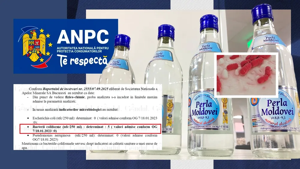Uluitor! Apă plată Perla Moldovei cu fecale. Măsuri drastice luate de ANPC, după sesizarea GÂNDUL: „Amendă, oprirea definitivă de la comercializare și consum a lotului”