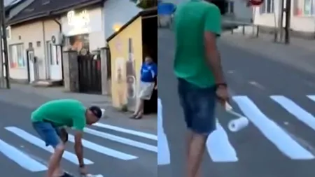 Suceveanul amendat că și-a făcut propria trecere de pietoni a RECIDIVAT. A trasat un nou desen în fața barului