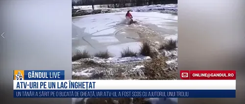 GÂNDUL LIVE. A căzut cu ATV-ul într-un lac înghețat din Argeș. Isprava unui tânăr aventurier