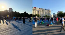 Protest firav în București. Piața Victoriei e aproape goală. Câțiva oameni au venit să-și strige nemulțumirile față de justiție