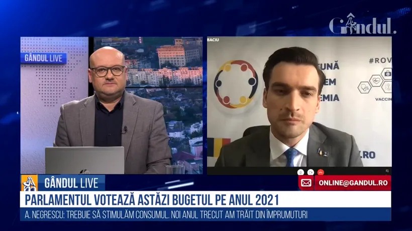 GÂNDUL LIVE. Andrei Baciu: „Se confirmă eficiența vaccinului. Miercuri va fi vaccinat românul cu numărul un milion”