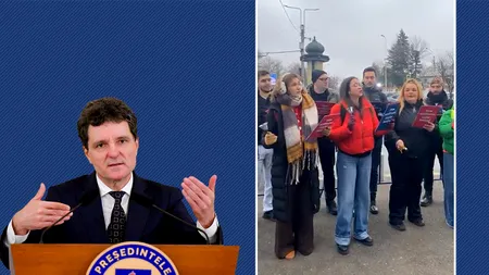 Au venit colindătorii #rezist cu un cântec special pentru Nicușor Dan. Angi Șerban conduce „corul”: „Deschide ochii, Nicușoare”
