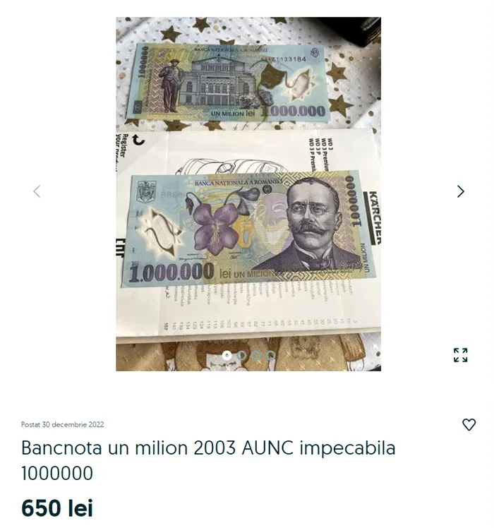 Mai ții minte celebra bancnotă de 1.000.000 lei din 2003? Cu ce preț se vinde acum, în ianuarie 2023
