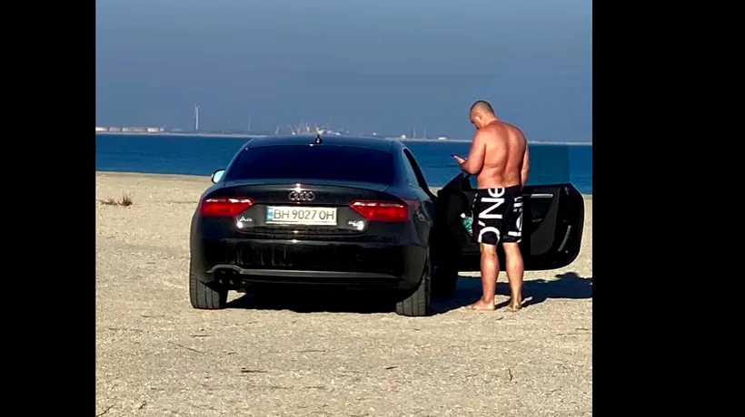 Mașină de lux cu numere de Ucraina, parcată pe o plajă din Mamaia. Constănțenii s-au întrecut în glume, pe rețelele de socializare: „N-a ajuns vaporul în port și a adus grâul cu Audi”