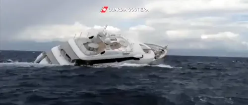 FOTO-VIDEO | Super-iahtul scufundat în Marea Mediterană, în apropiere de Sicilia, aparținea unui oligarh rus și valora o adevărată avere. Echipajul a fost salvat de o navă de patrulare românească