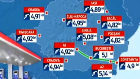 Prețul benzinei a scăzut sub 5 lei pentru prima dată în ultimii 4 ani. Ce economie fac românii la un plin