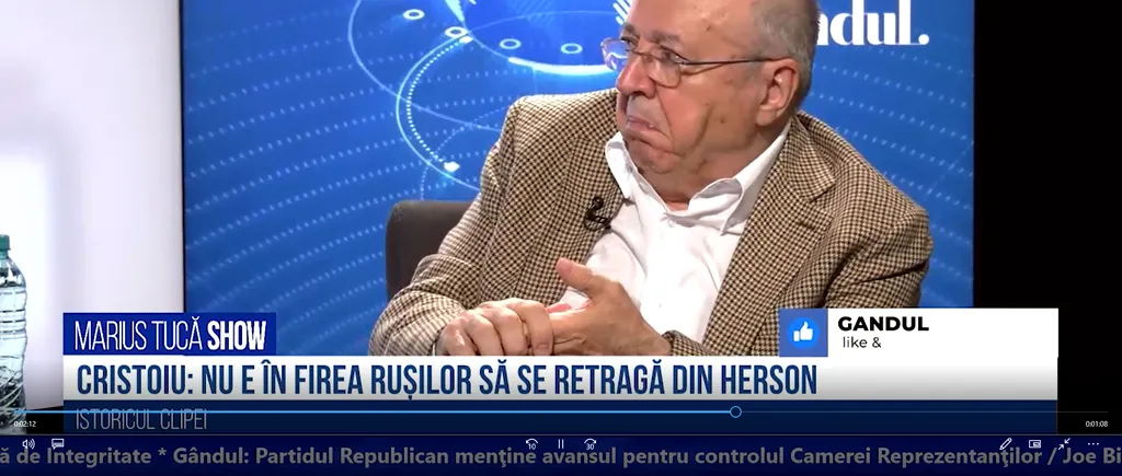 VIDEO | Ion Cristoiu: „Nu e în firea rușilor să se retragă din Herson. Ucrainenii nu au curaj să atace pe celălalt mal”