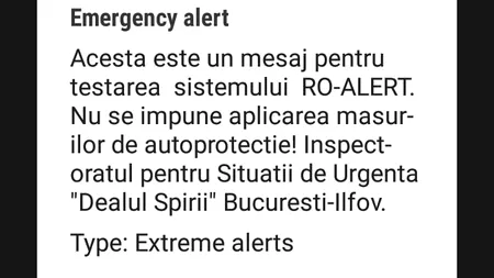 Nu intrați în panică! Ce mesaje vor primi locuitorii din Capitală și Ilfov pe telefoanele mobile. Începe testarea RO-ALERT