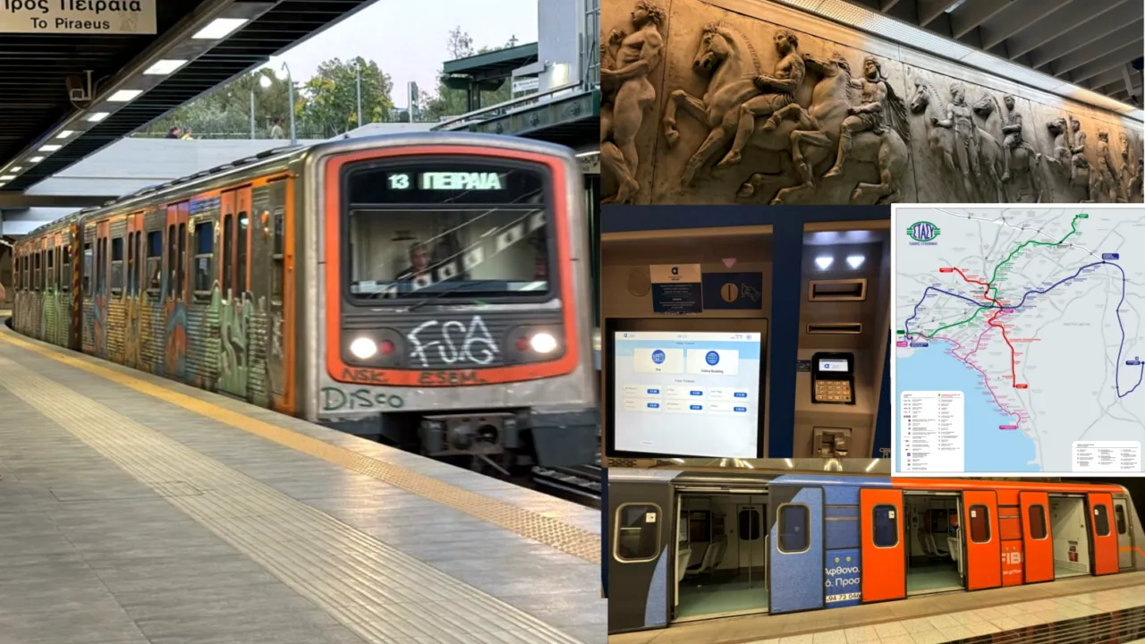 Tot ce trebuie să știi despre METROUL din Atena, o rețea cu trei linii feroviare, stații modernizate și automate de bilete. Cât costă o călătorie
