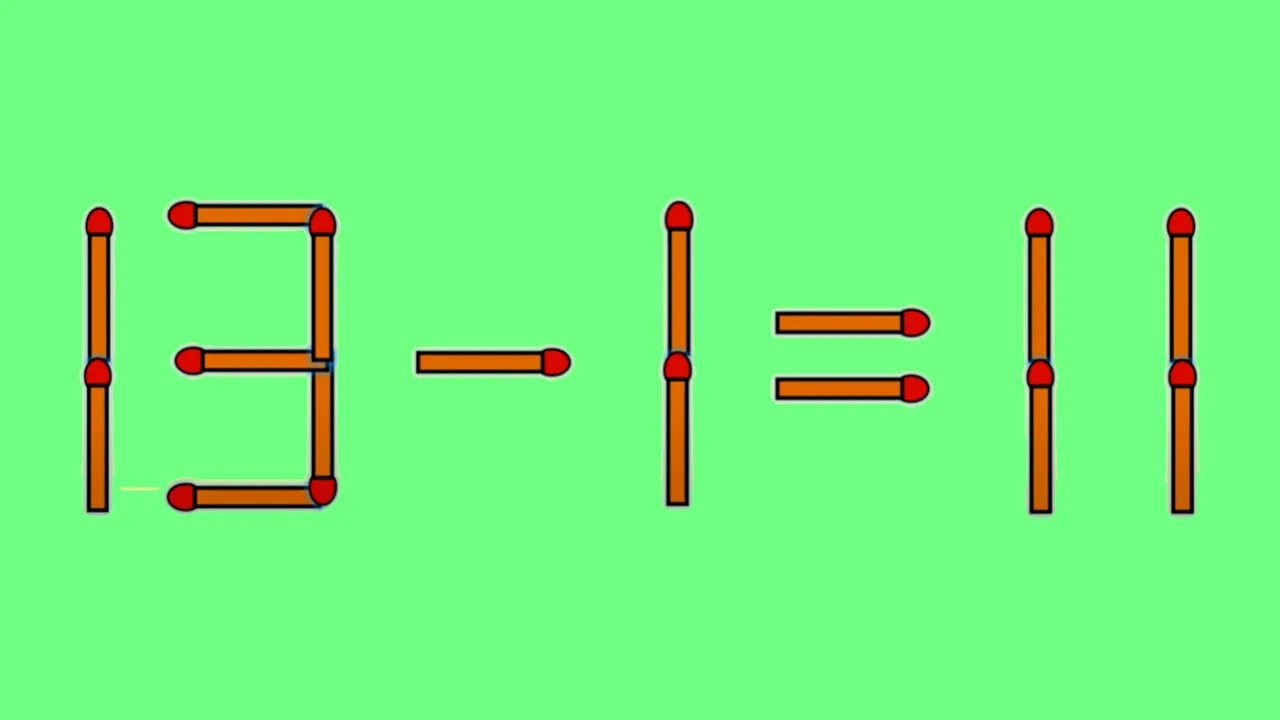 TEST IQ | 13 - 1 = 11 este greșit. Pentru a corecta egalitatea, mutați un singur chibrit