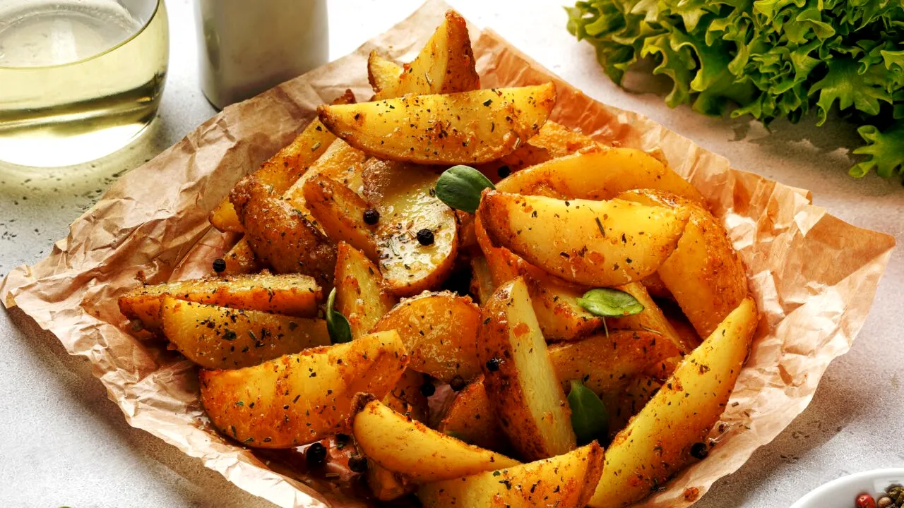 Rețetă simplă de cartofi la cuptor. Trucul care ajută să le formeze o textură crocantă