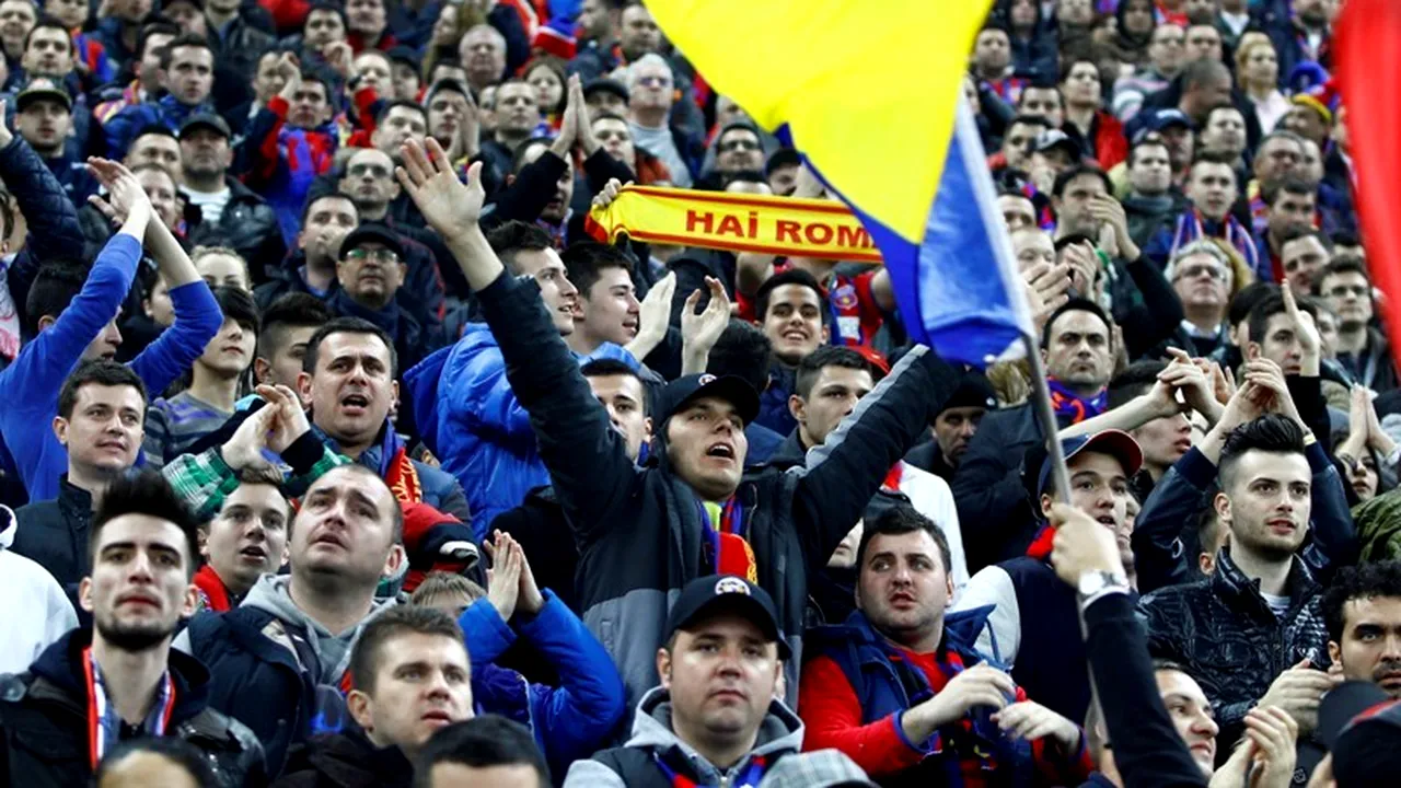 STEAUA - CHELSEA 1-0. Aproximativ 500 de fani sărbătoresc în Piața Universității victoria Stelei în meciul cu Chelsea