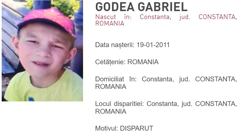 Mesaj Ro-Alert în cazul unui copil dispărut la Constanța