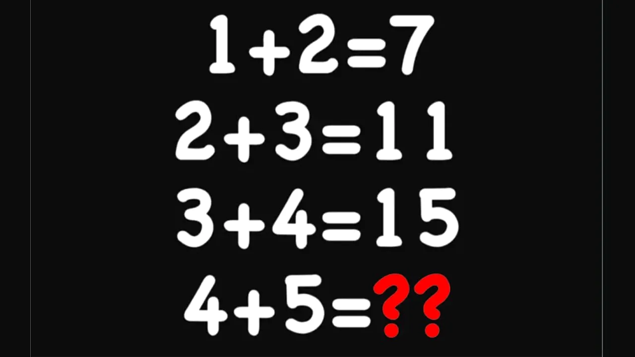 Test IQ pentru matematicieni | Cât fac 4+5, dacă 1+2=17, 2+3=11 și 3+4=15?
