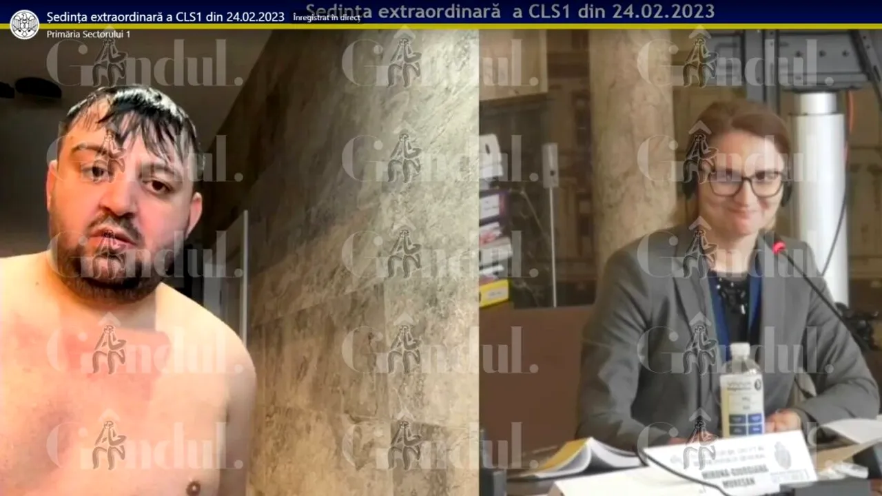 VIDEO | Incident FABULOS la ședința Consiliului Local Sector 1. Un consilier a apărut în pielea goală. „Alberto, închide camera!”