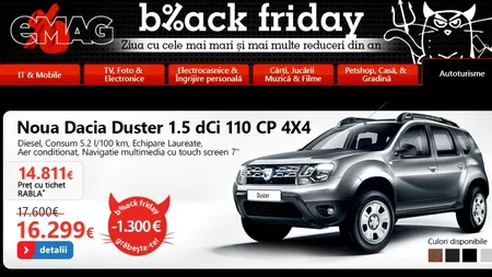 BLACK FRIDAY 2013 EMAG. EMAG oferă MAȘINI de BLACK FRIDAY 2013. Reducere de 5600 de euro la Ford