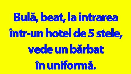 BANC | Bulă, beat, la intrarea într-un hotel de 5 stele