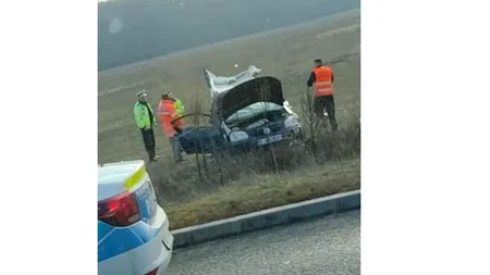 FOTO - VIDEO | Accident grav pe autostrada A3, la ieșirea din București. Două persoane au fost rănite. La fața locului intervine un elicopter SMURD