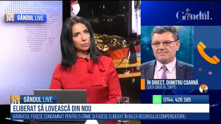 GÂNDUL LIVE. Coarnă, SNPPC: Nu pot să accept să trăiesc într-o țară unde un judecător de tribunal eliberează condiționat un psihopat / Acest recurs în compensare a fost creat în mare parte pentru politicienii infractori