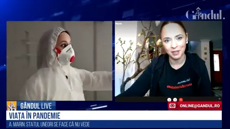 Andreea Marin la GÂNDUL LIVE, despre pandemia de coronavirus și conspiraționiști: Virusul este un dușman nevăzut de care trebuie să ne păzim! / Din cauza unor inconștienți au de suferit și alți oameni care respectă măsurile - VIDEO