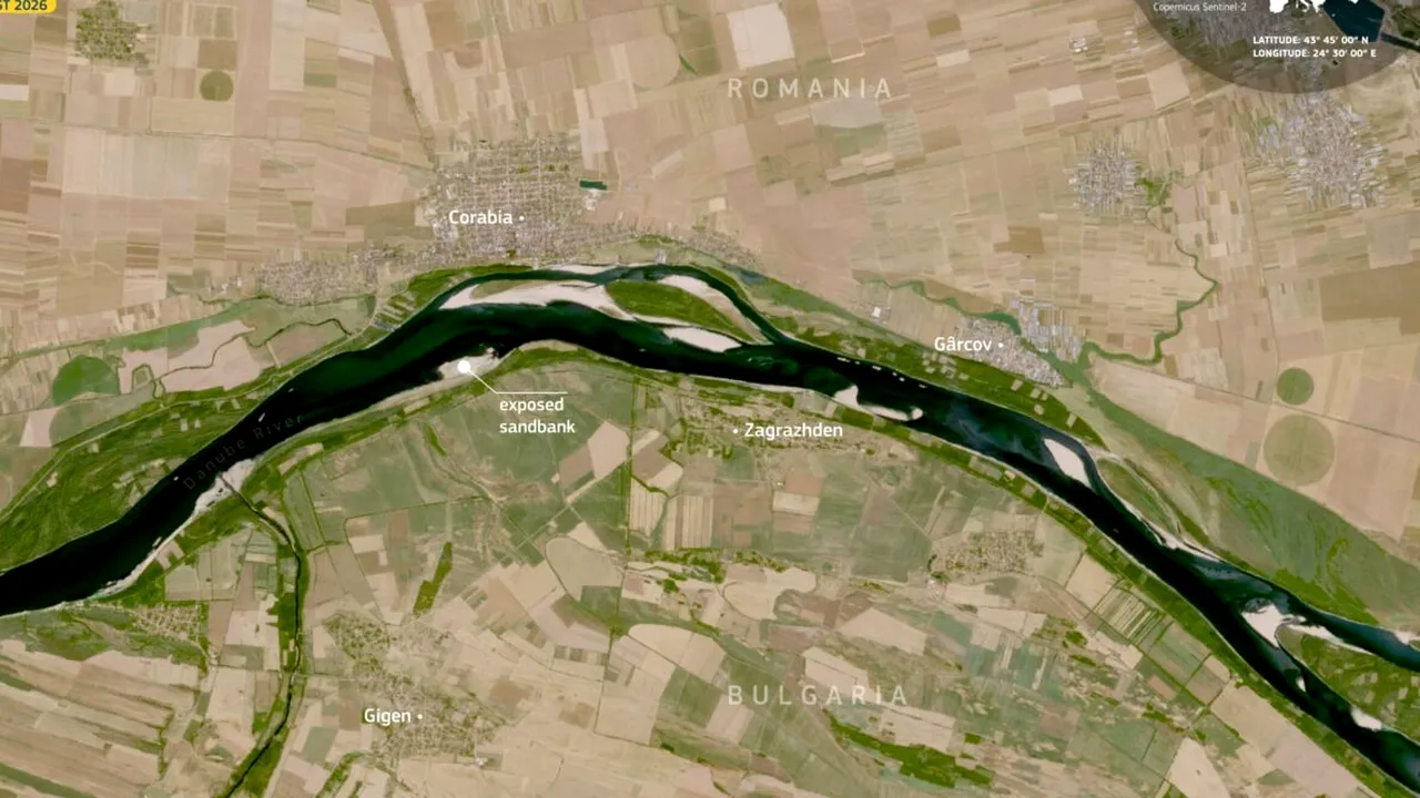 Dunărea e de nerecunoscut. Imagini dramatice surprinse din satelit la granița României cu Bulgaria