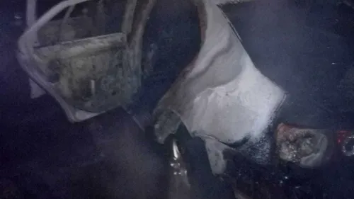 O mașină a luat foc pe autostrada București-Pitești FOTO
